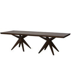 Angela Adams Double Bonfire Dining Table, Walnut, Seats 12, Handcrafted, Modern