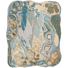 Angela Adams Dune, Blue Rug, Coastal, Natural Edge, Wool, Handcrafted, Modern