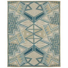 Angela Adams Galactic, Blue and Grey Rug, Geometric, Wool, Handcrafted, Modern