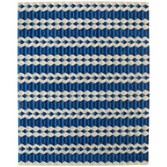 Angela Adams Garbo, Blue Area Rug, 100% New Zealand Wool, Handcrafted, Modern