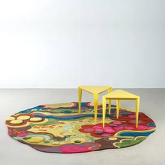 Angela Adams Garden Rug, 8 Round, Colorful, Natural Edge, Handcrafted, Modern