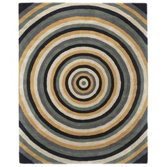 Angela Adams Infinity, Grey Rug, Geometric Circles, Wool, Handcrafted, Modern