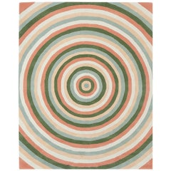 Angela Adams Infinity, Pink Rug, Geometric Circles, Wool, Handcrafted, Modern