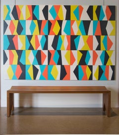 Angela Adams Jazz Painting, Acrylic on Birch Panels, Geometric and Modern