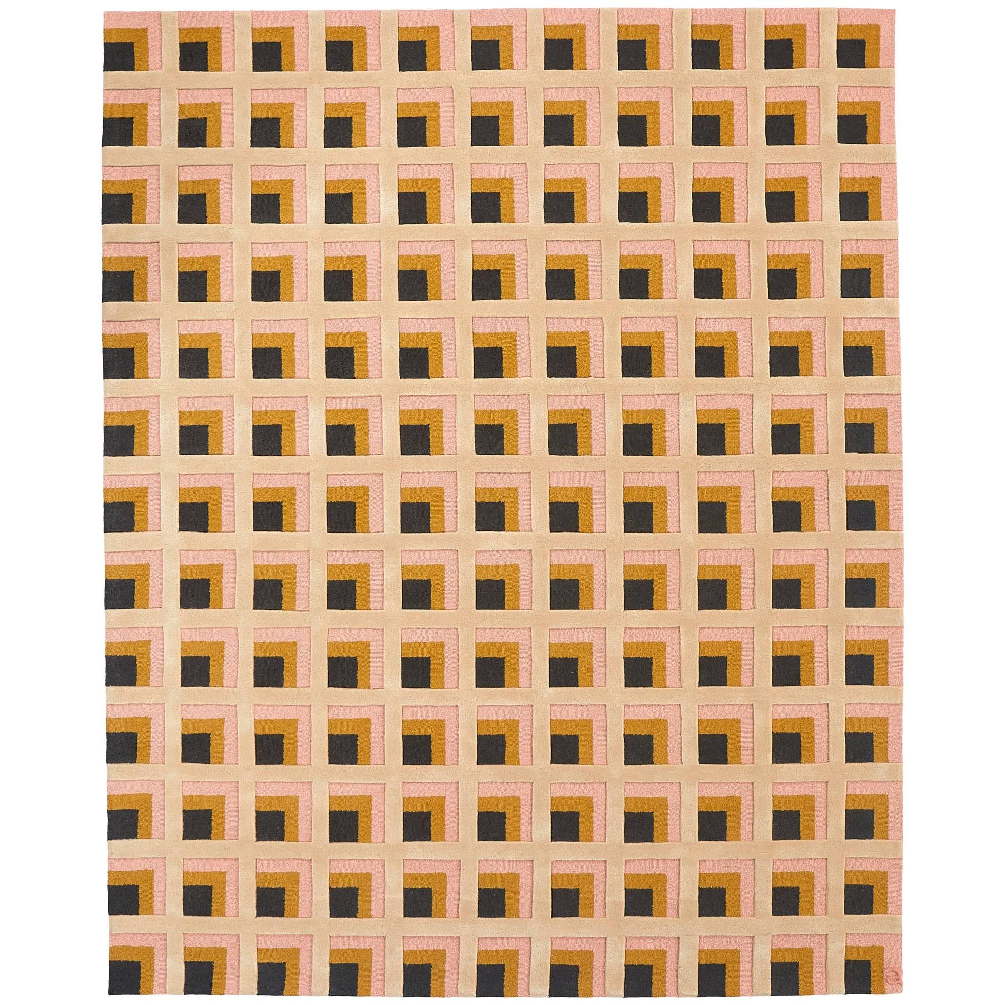 Angela Adams June, Pink Area Rug, 100% New Zealand Wool, Handcrafted, Modern For Sale