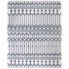 Angela Adams Owl Feather, Grey & White Rug, Geometric, Wool, Handcrafted, Modern