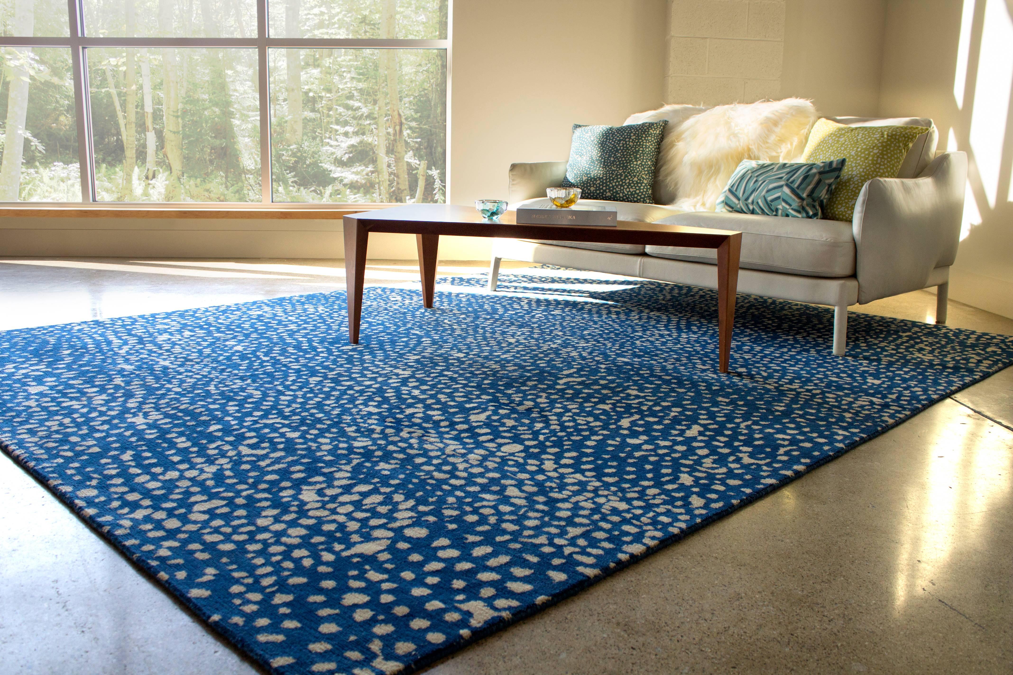 Angela Adams Starry, Blue Area Rug, 100% New Zealand Wool, Hand-Knotted, Modern  In New Condition For Sale In Portland, ME