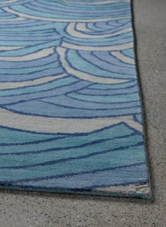 Angela Adams Surf, Blue Area Rug, 100% New Zealand Wool, Hand-Knotted, Modern