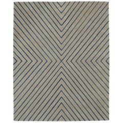 Angela Adams Vibes, Blue and Grey Rug, Geometric, Wool, Handcrafted, Modern