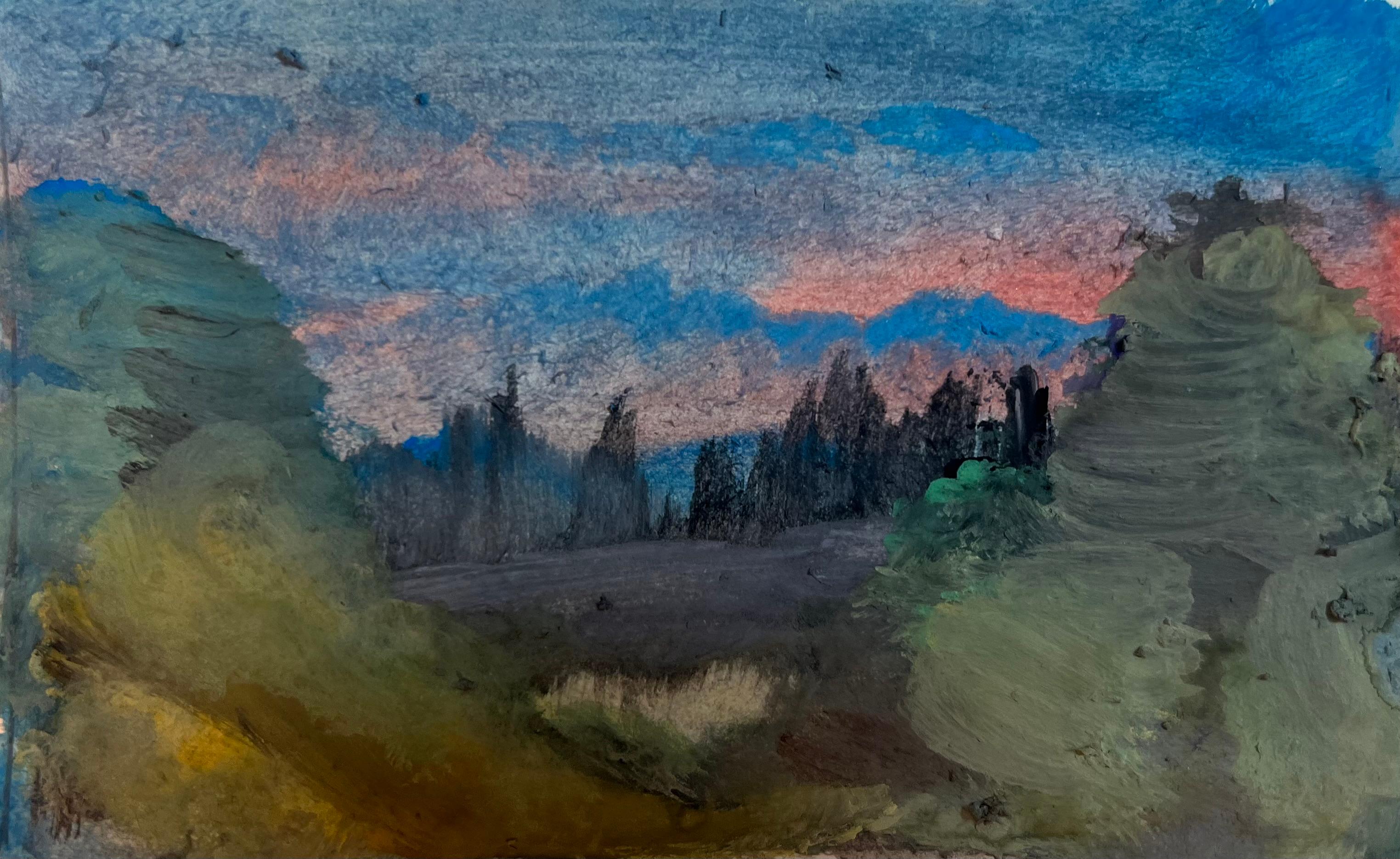 "Cotton Candy Skies" Peinture de paysage abstrait de 24" x 30" pouces par Angela Afifi

Non encadré. Livré roulé en tube