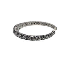 Angela von John Hardy Sterling Silber 14K Batu Sari Scharnier Manschettenknopf Armband #24881