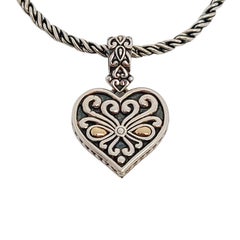 Angela by John Hardy Sterling Silver 14K Yellow Gold Heart Pendant w/SS Necklace