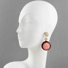 Angela Caputi Asian Inspired Resin Clip Earrings Coral Black