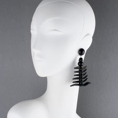 Angela Caputi Black and Anthracite Resin Dangle Flamenco Clip Earrings
