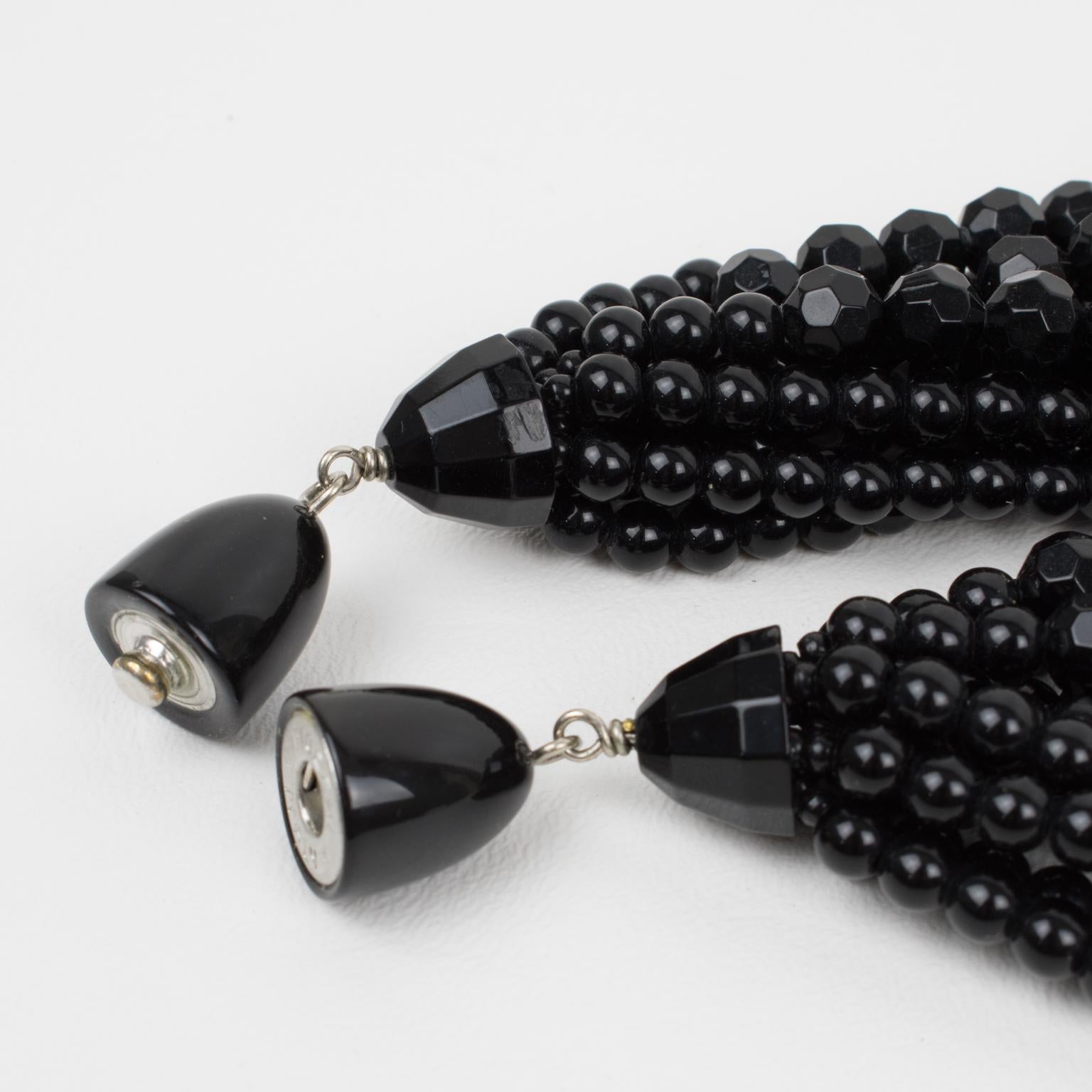 Angela Caputi Black and Beige Multi-Strand Resin Choker Necklace For Sale 3
