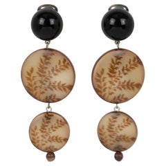 Angela Caputi Black and Brown Floral Earrings