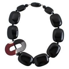 Angela Caputi Black and Burgundy Resin Choker Necklace