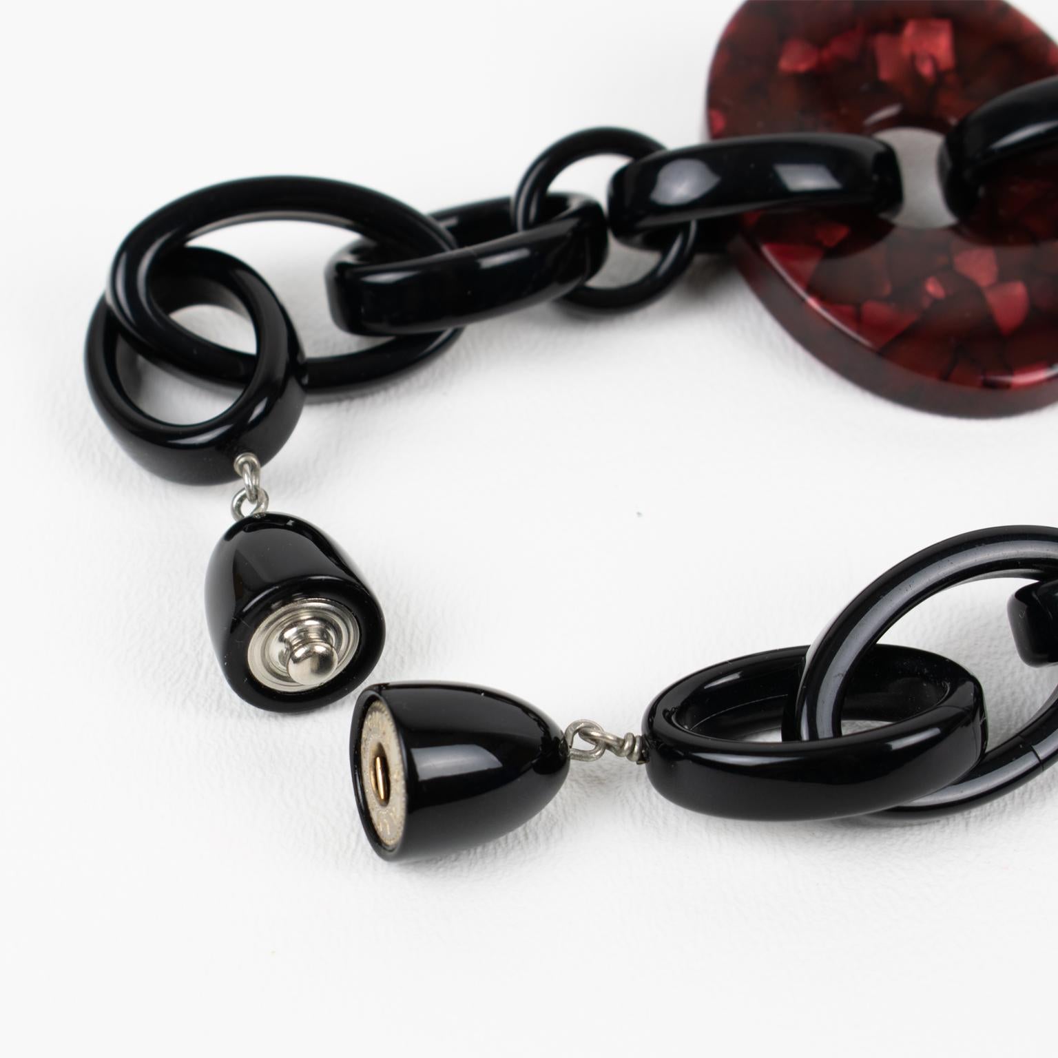 Angela Caputi Black and Burgundy Resin Necklace For Sale 1