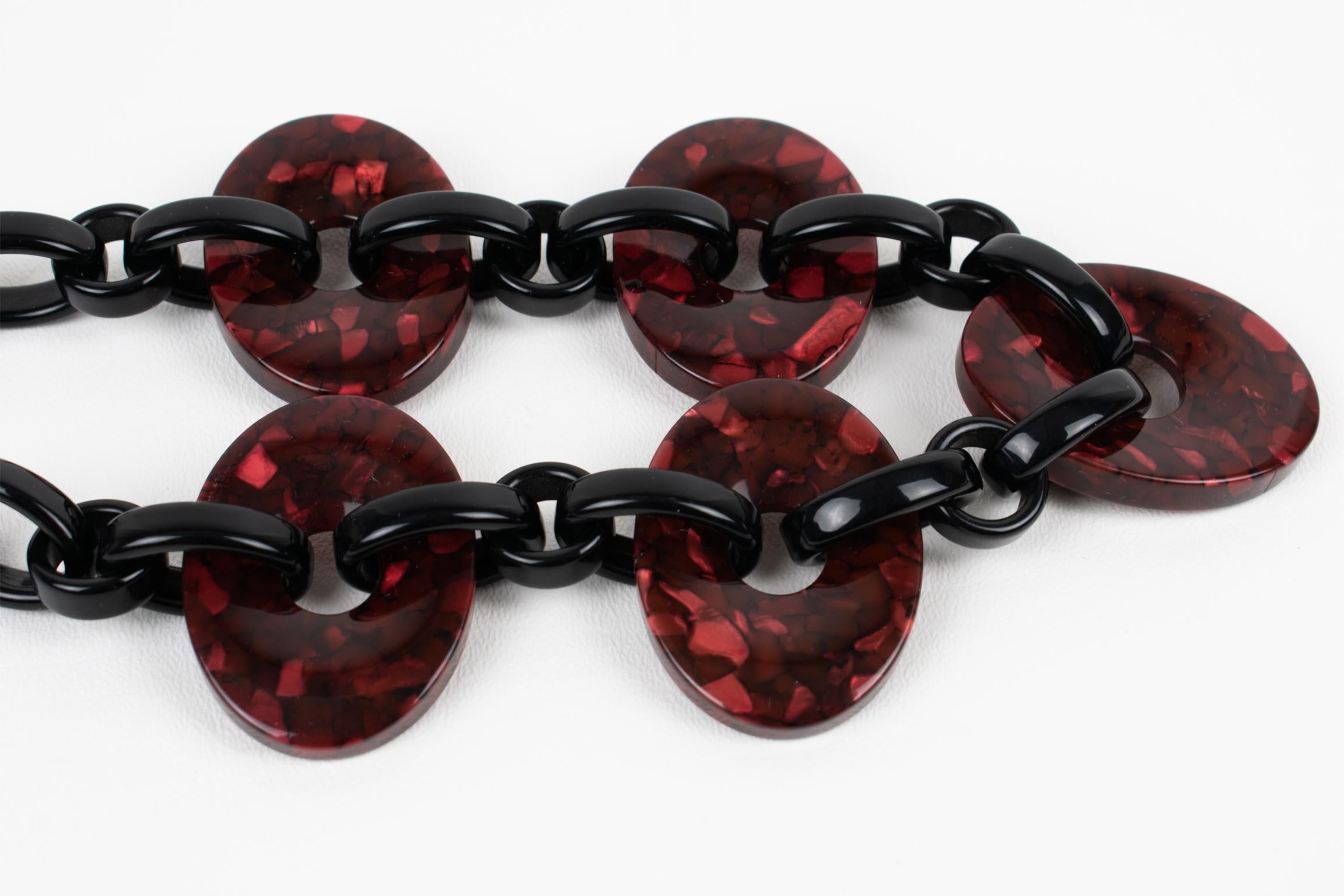 Angela Caputi Black and Burgundy Resin Necklace For Sale 2