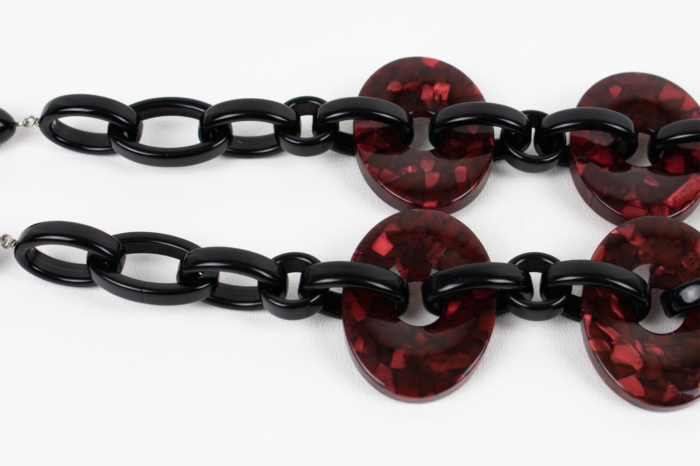Angela Caputi Black and Burgundy Resin Necklace For Sale 3