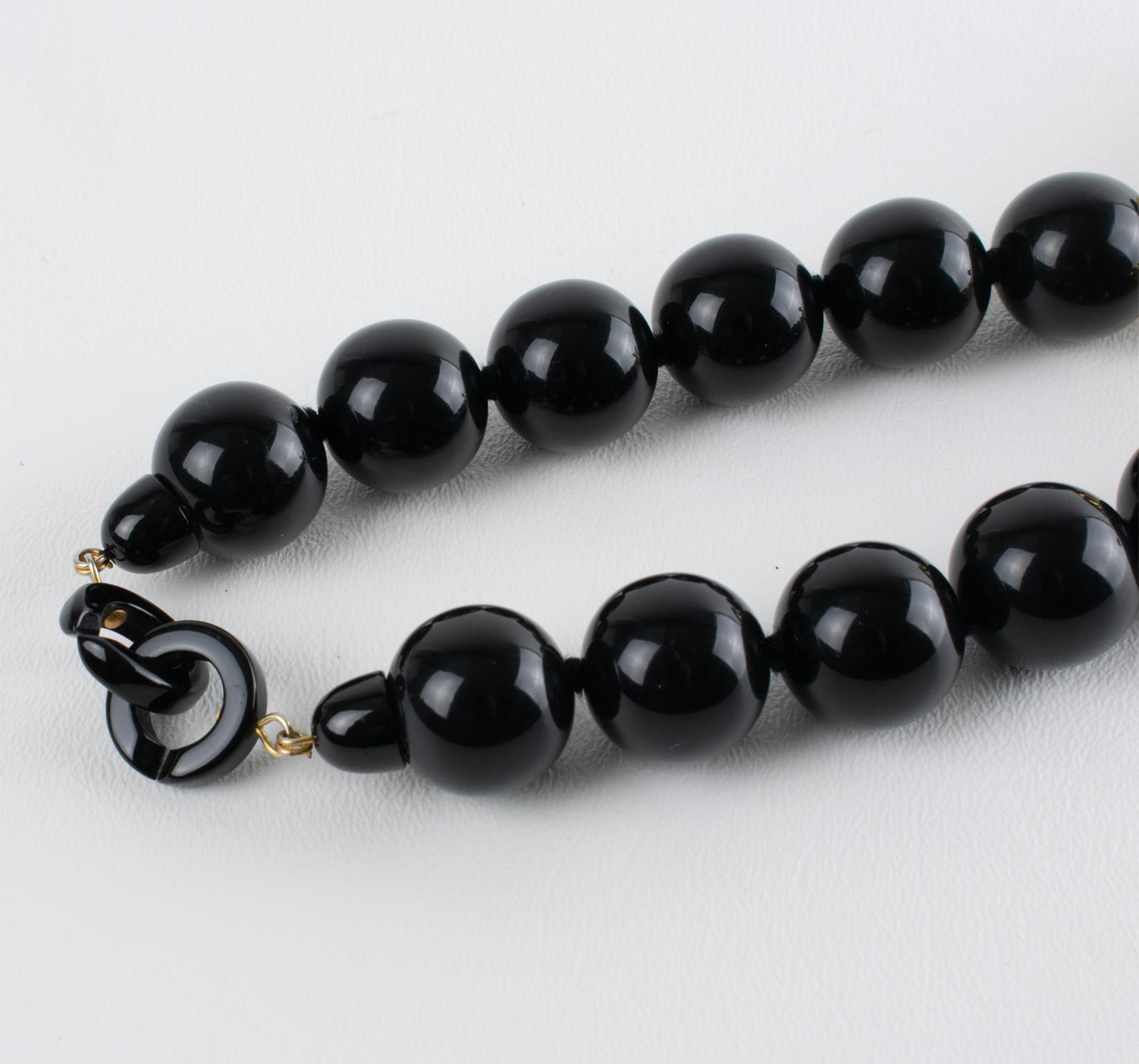 Angela Caputi Black and Gold Resin Necklace with Oversized Bow 5