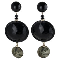 Angela Caputi Black and Gray Floral Earrings
