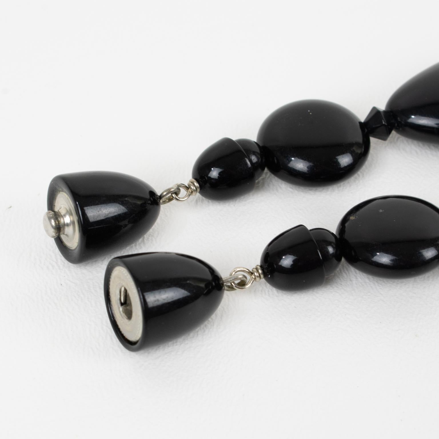 Angela Caputi Collar gargantilla de cuentas de resina negra y verde en venta 2