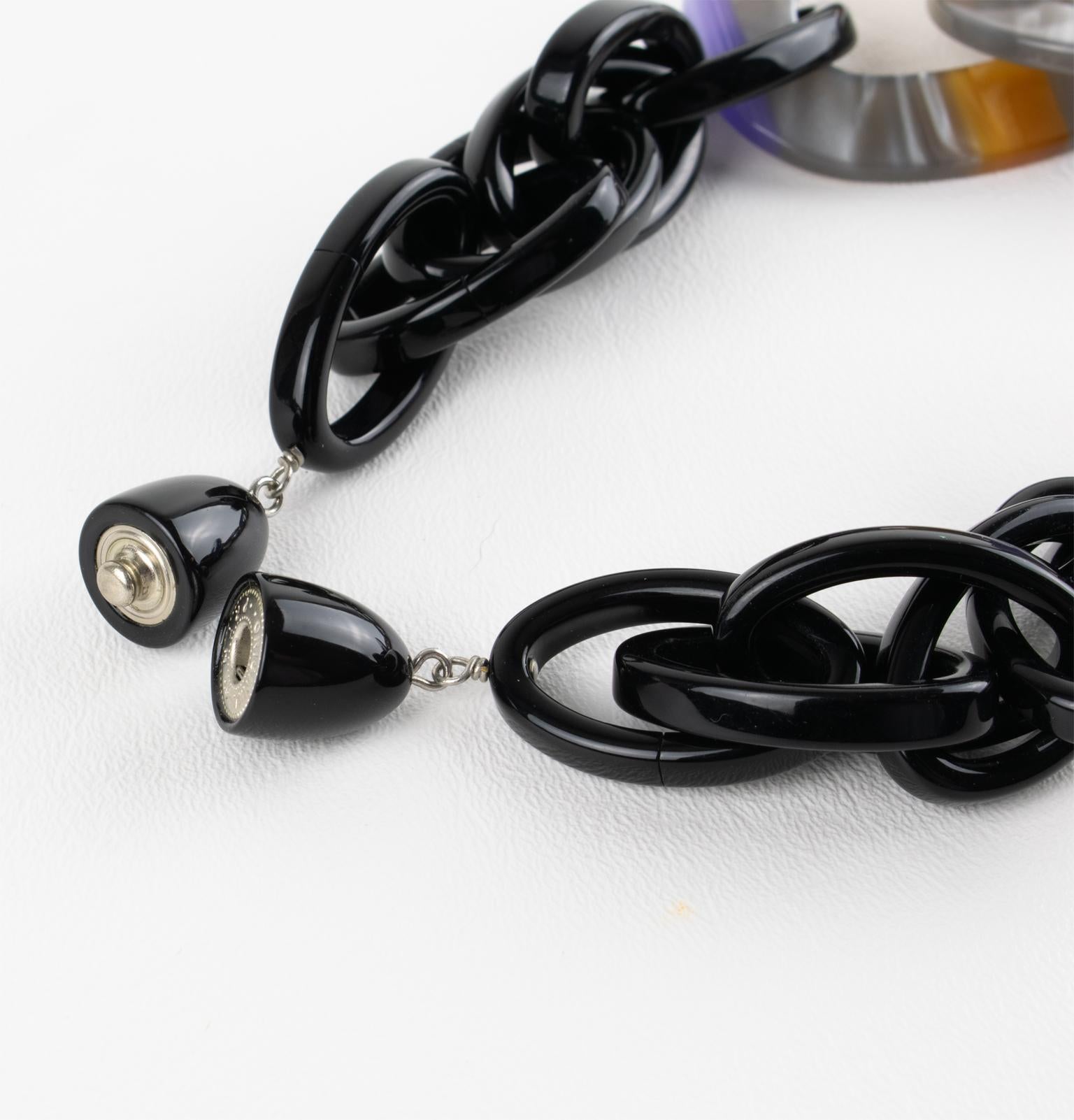 Angela Caputi Black and Pearlized Multicolor Resin Necklace in vendita 5