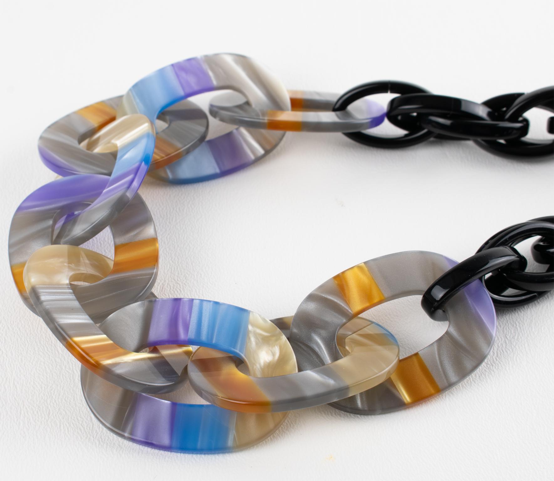 Angela Caputi Black and Pearlized Multicolor Resin Necklace in vendita 3
