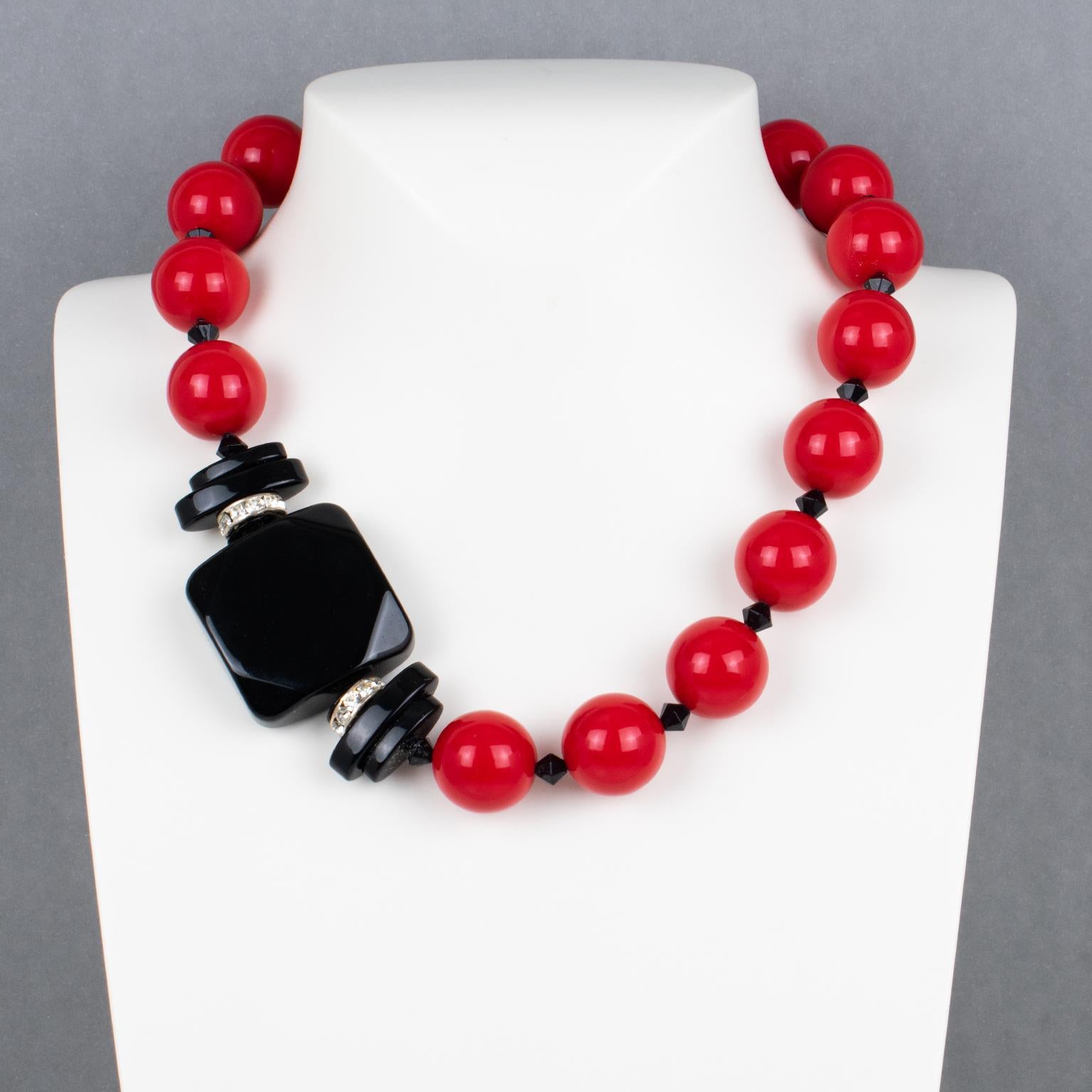 Angela Caputi Choker-Halskette aus schwarzem und rotem Harz (Moderne) im Angebot