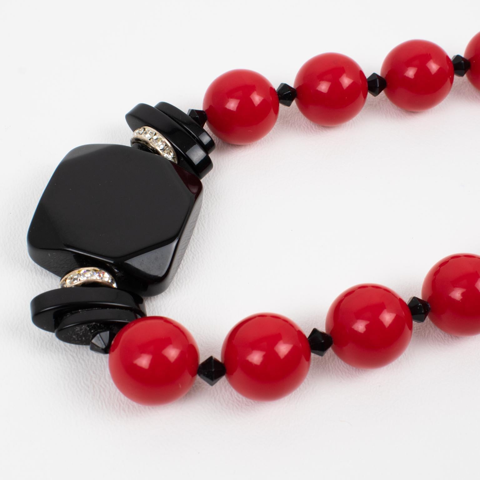 Angela Caputi Black and Red Resin Choker Necklace In Excellent Condition For Sale In Atlanta, GA