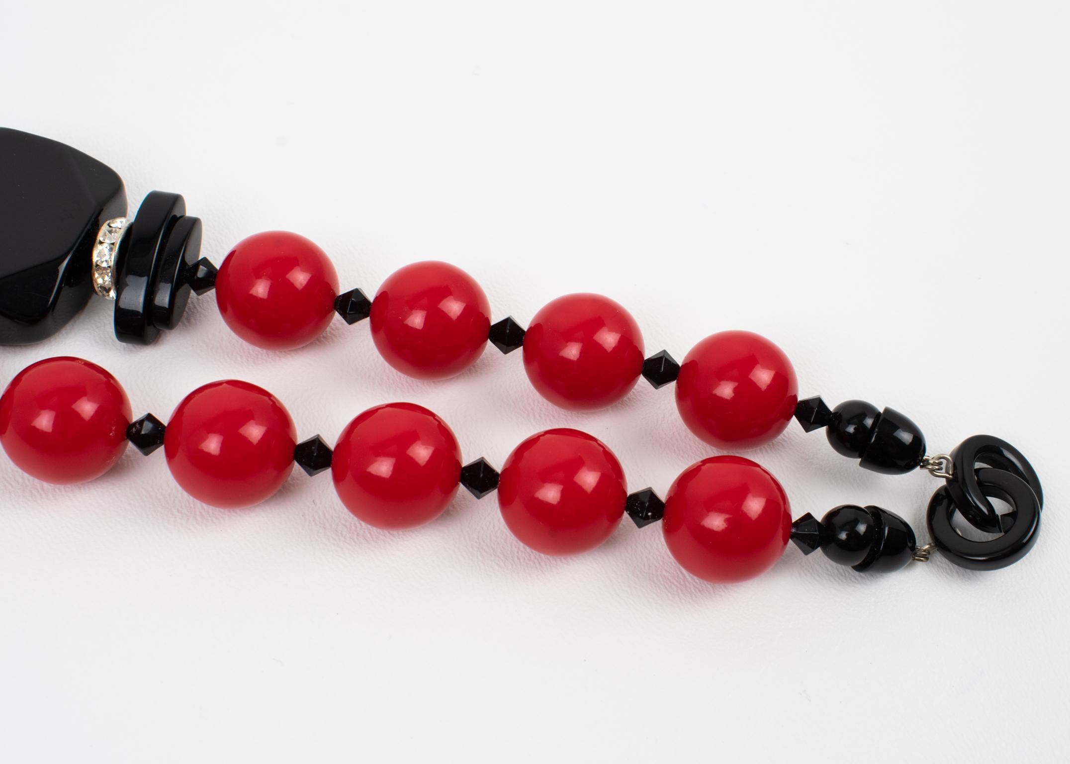 Angela Caputi Choker-Halskette aus schwarzem und rotem Harz im Angebot 1
