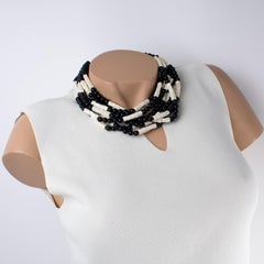 Angela Caputi Black and White Resin Multi-Strand Necklace