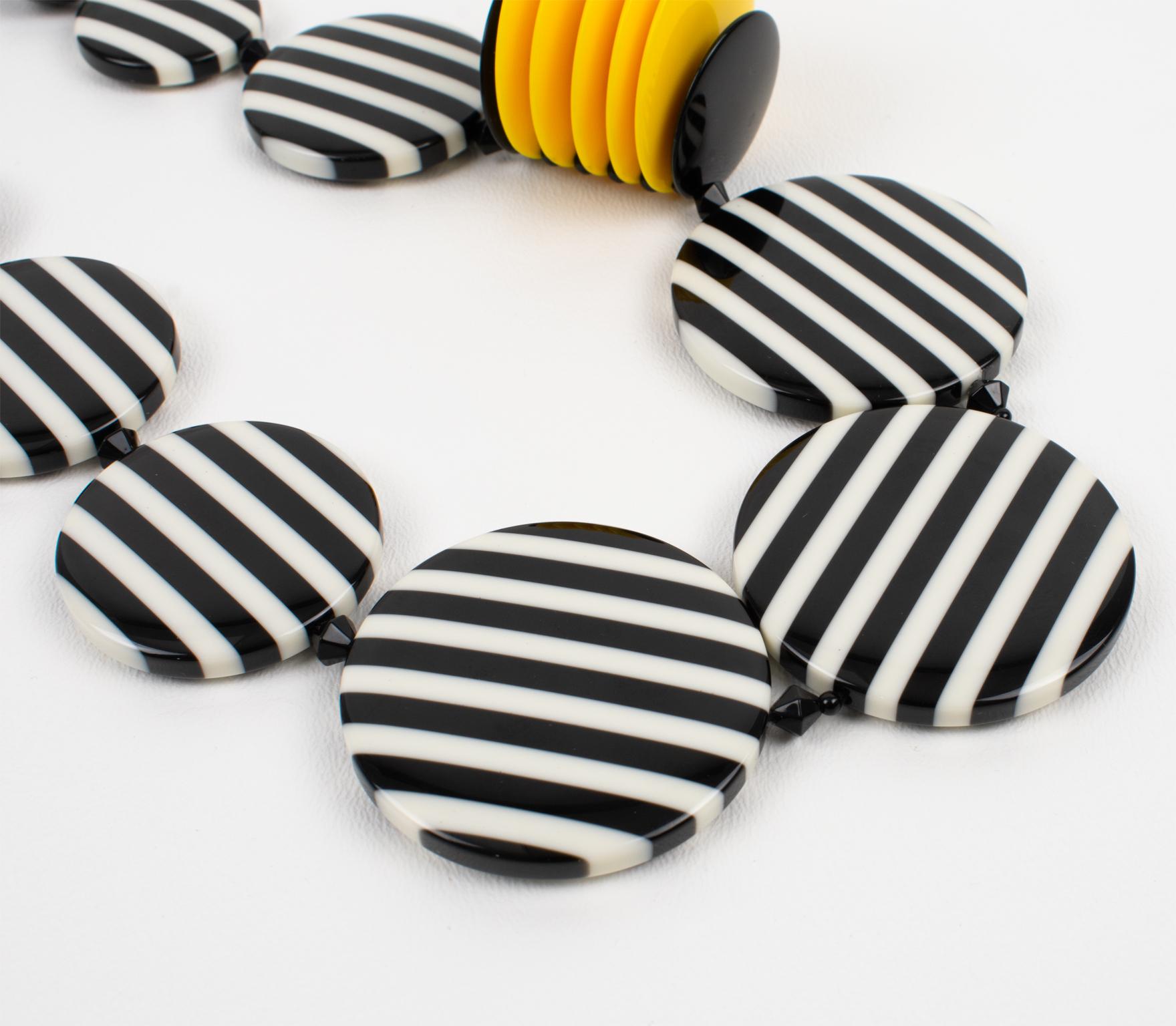 Angela Caputi Black and White Striped Resin Choker Necklace 2
