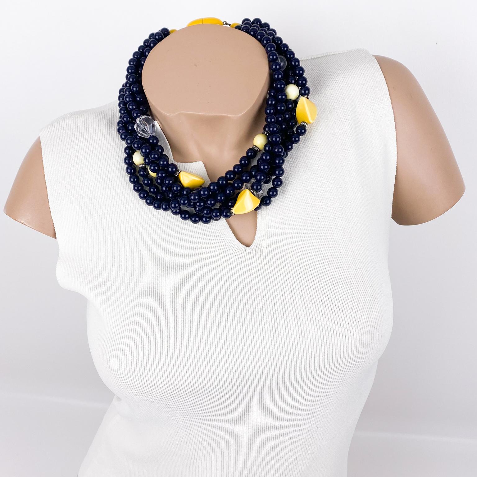Angela Caputi Schwarze und gelbe mehrreihige Harz-Choker-Halskette im Zustand „Hervorragend“ im Angebot in Atlanta, GA