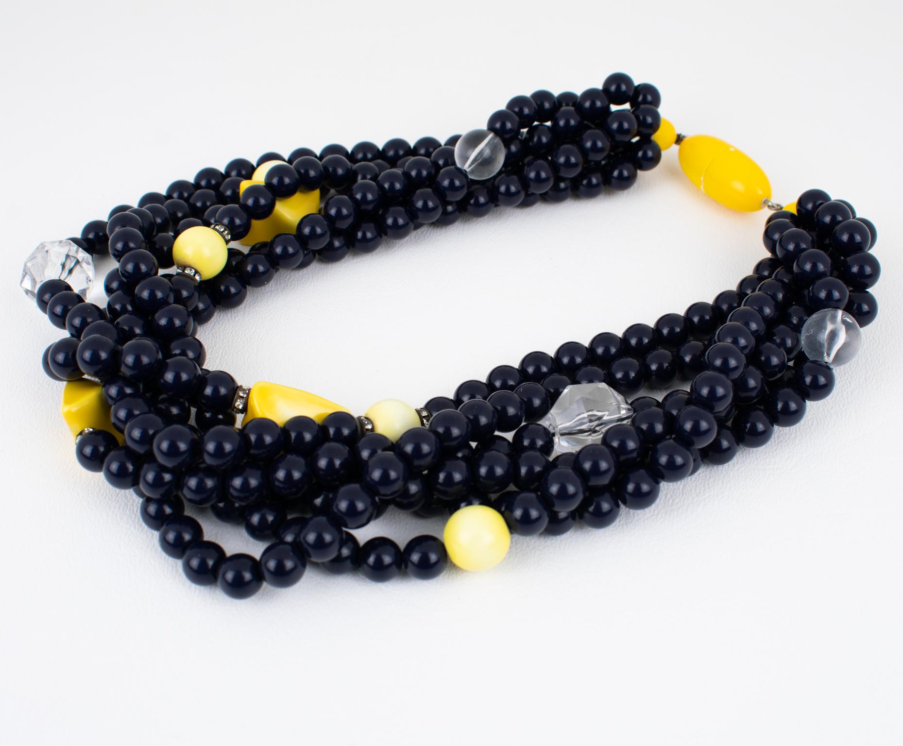Angela Caputi Schwarze und gelbe mehrreihige Harz-Choker-Halskette im Angebot 2