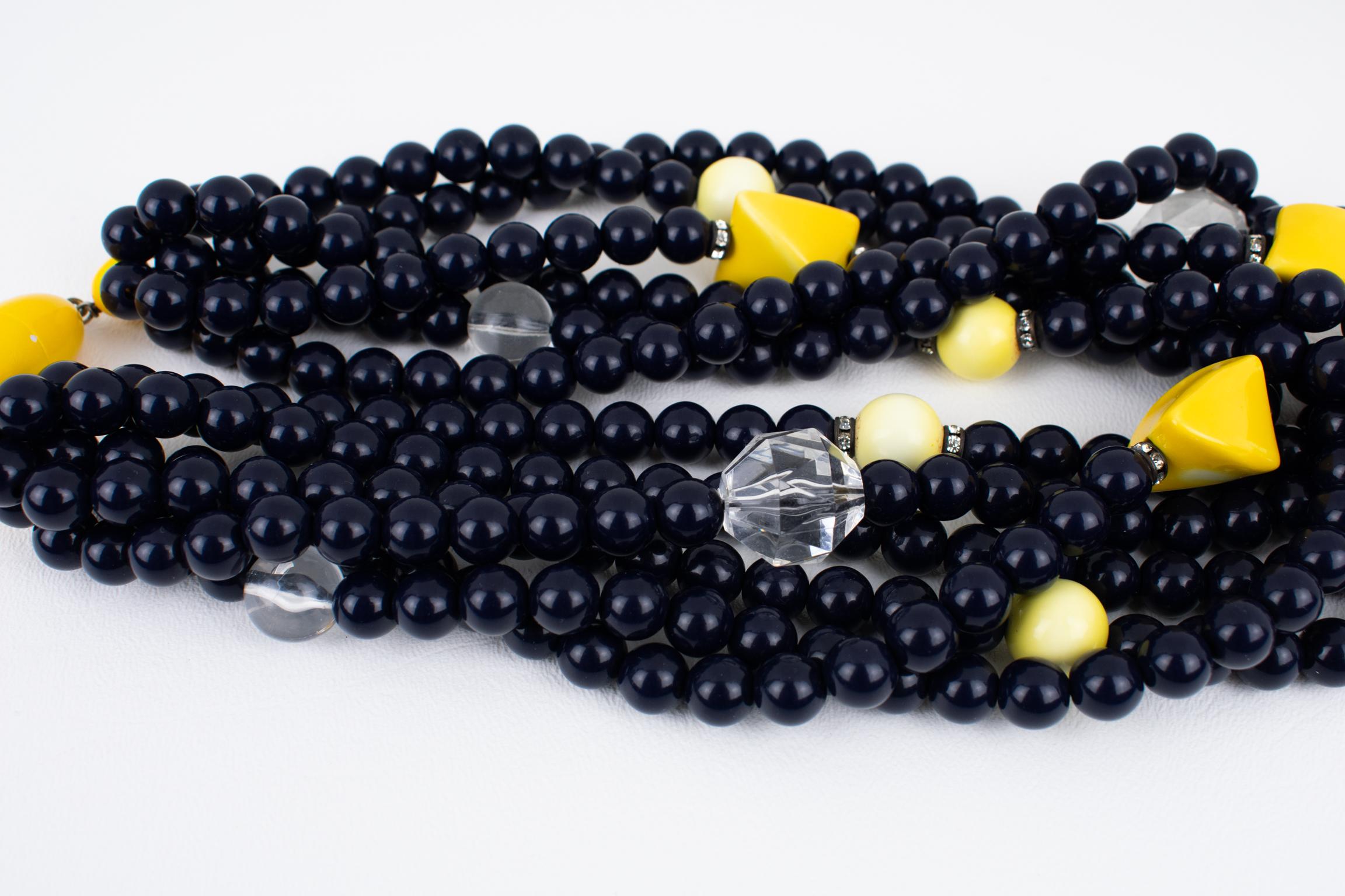 Angela Caputi Schwarze und gelbe mehrreihige Harz-Choker-Halskette im Angebot 4