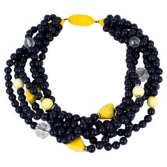 Angela Caputi Collar gargantilla de resina amarillo y negro de varias vueltas