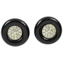 Angela Caputi Black Resin Jeweled Stud Pierced Earrings