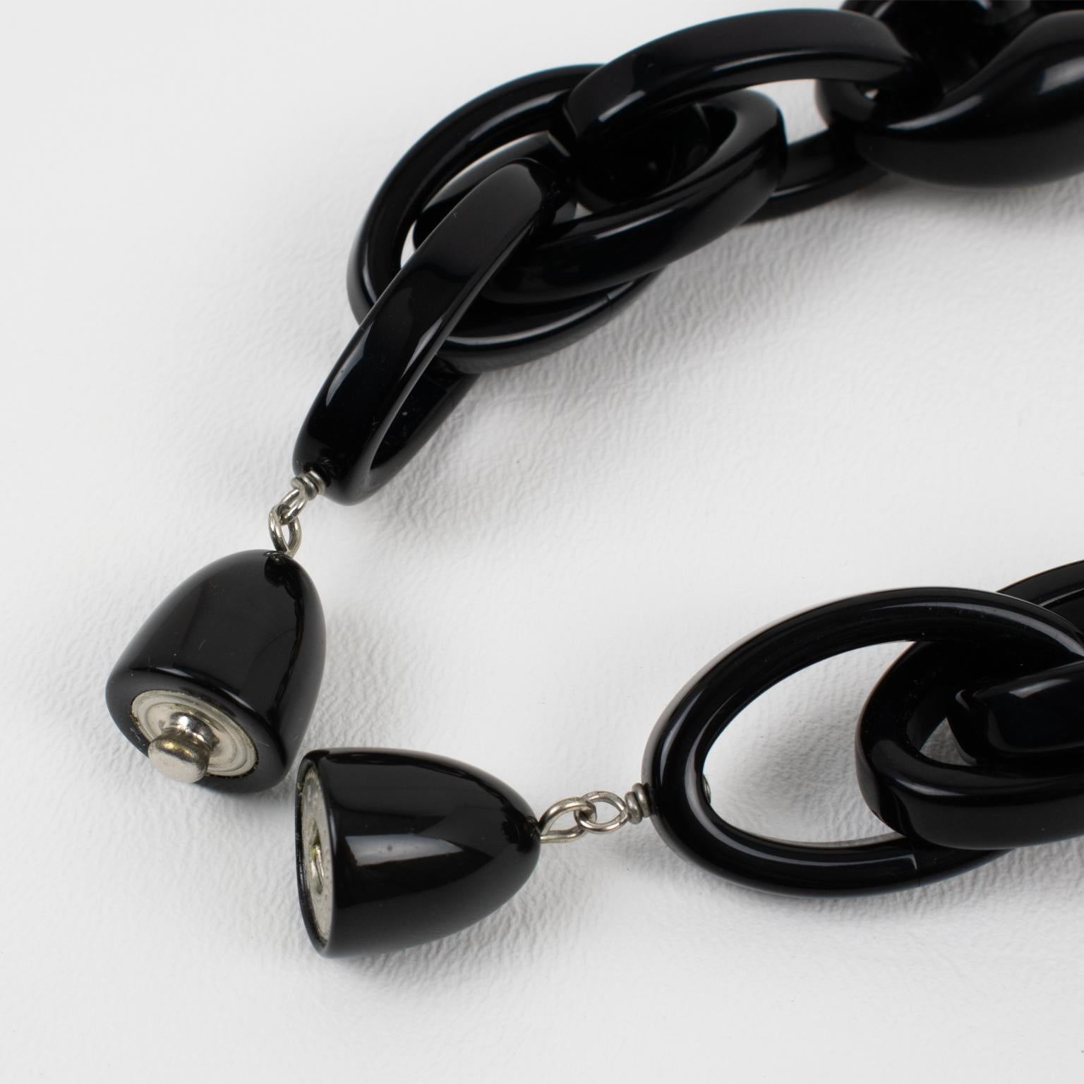 Angela Caputi Black Resin and Rattan Choler Necklace For Sale 3