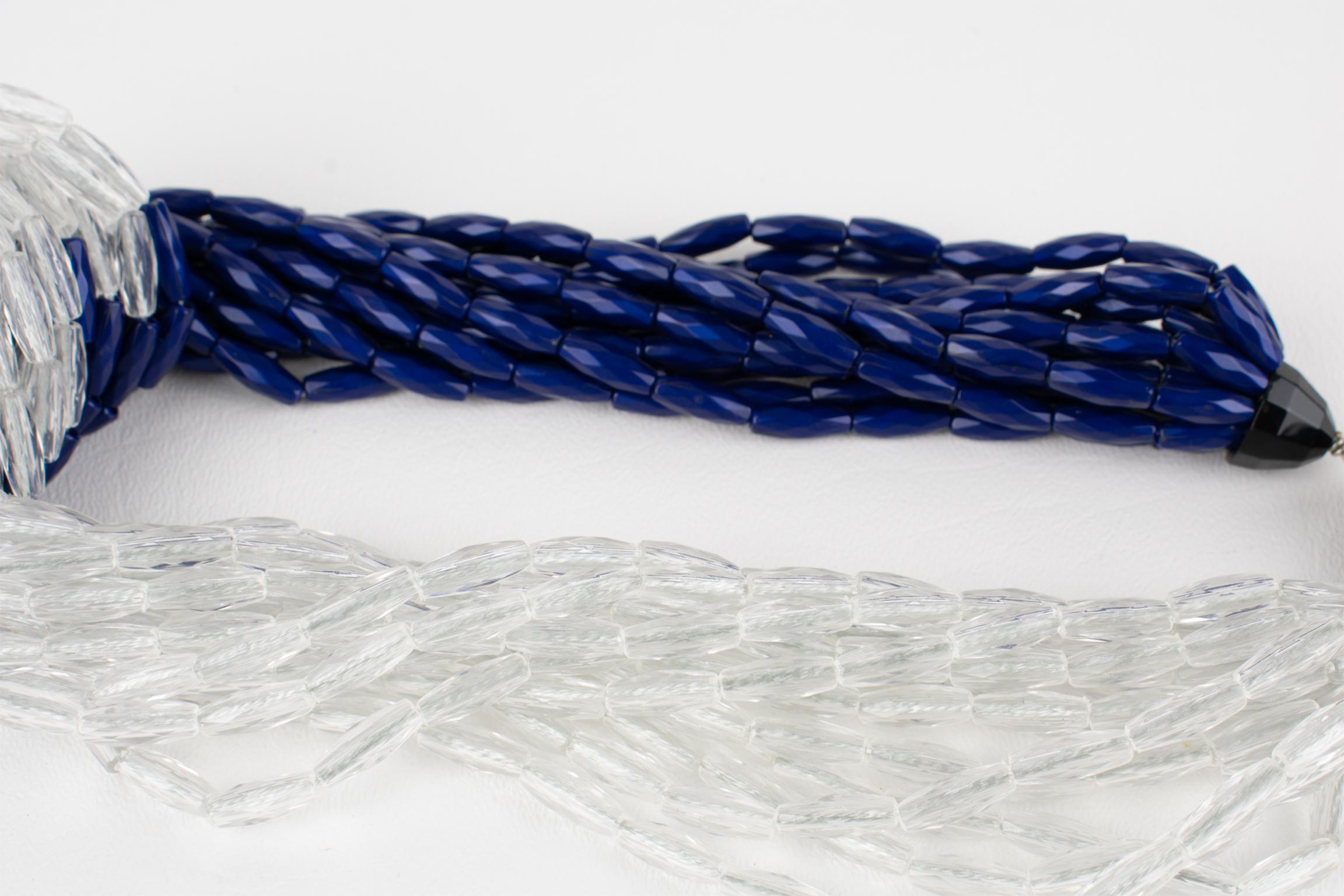 Angela Caputi Blue and Transparent Resin Multi-Strand Knotted Choker Necklace For Sale 5