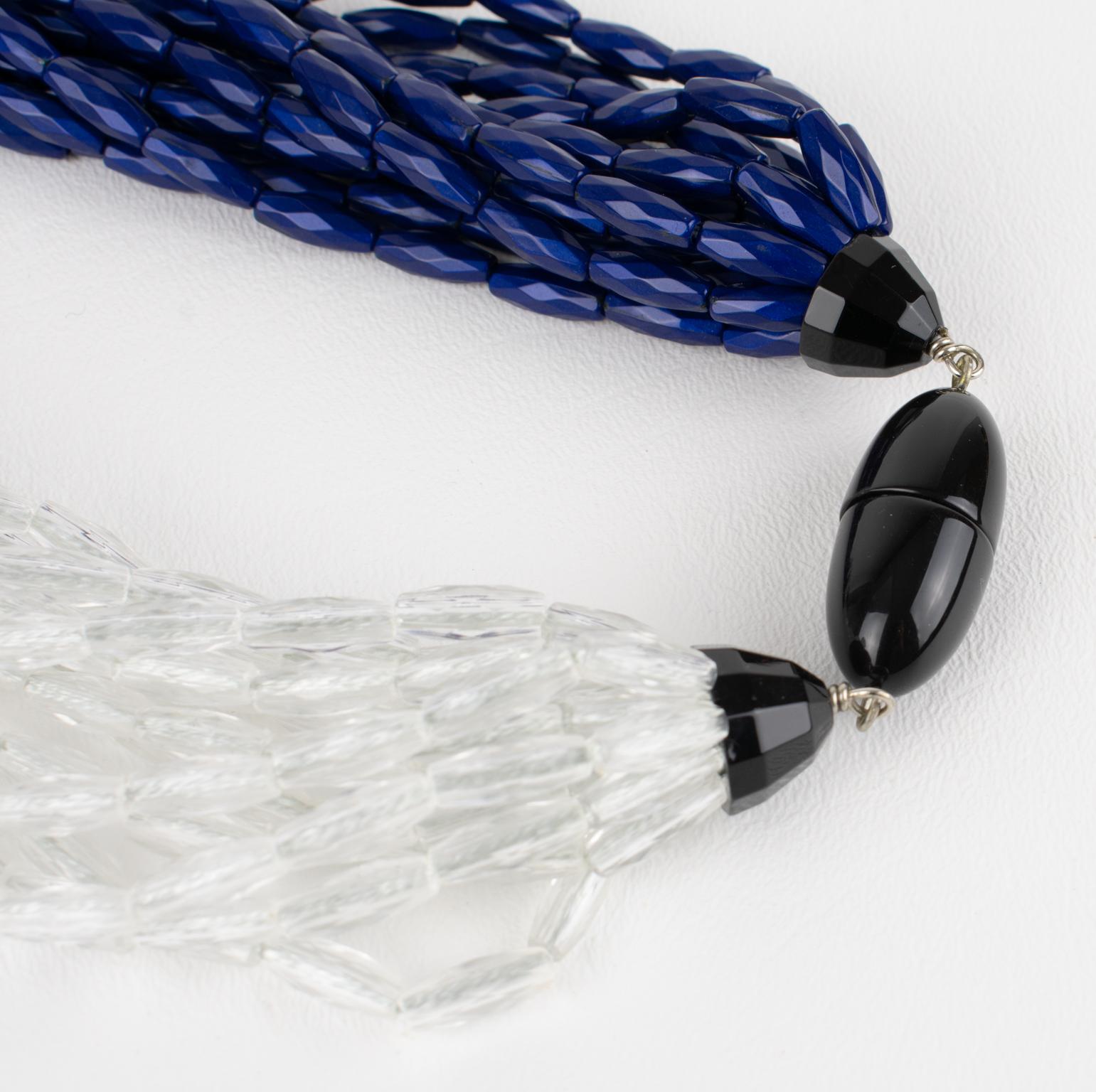 Angela Caputi Blue and Transparent Resin Multi-Strand Knotted Choker Necklace For Sale 6