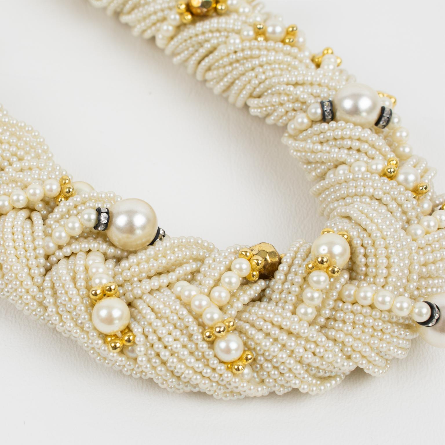 Angela Caputi Braided Pearl Seeds Multi-Strand Choker Necklace 1