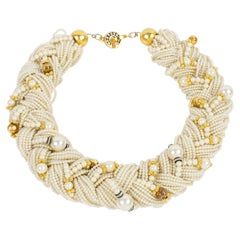 Angela Caputi Collier ras du cou à plusieurs brins en perles tressées avec éclats de perles