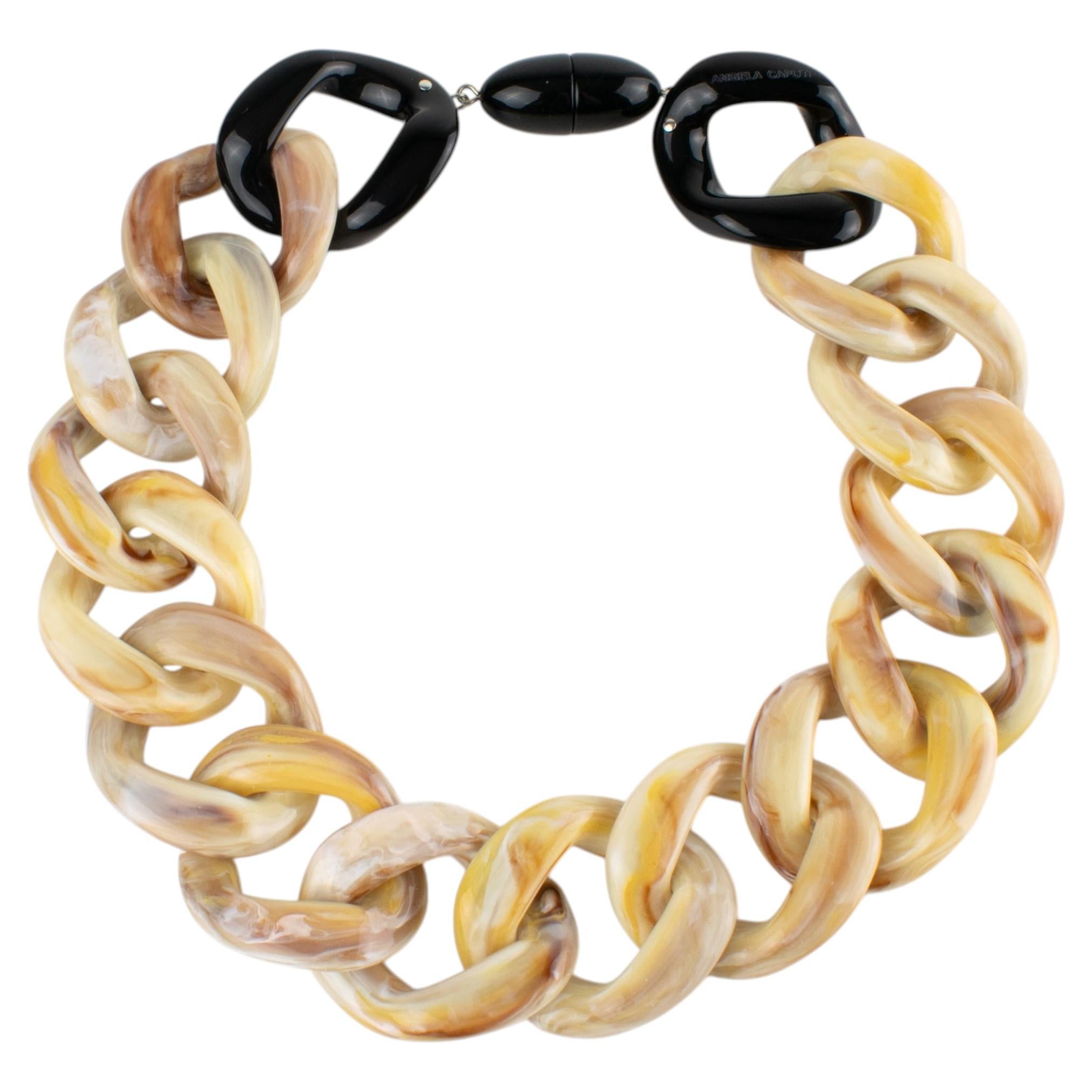 Angela Caputi Choker Necklace Banana-Choco and Black Resin Chain