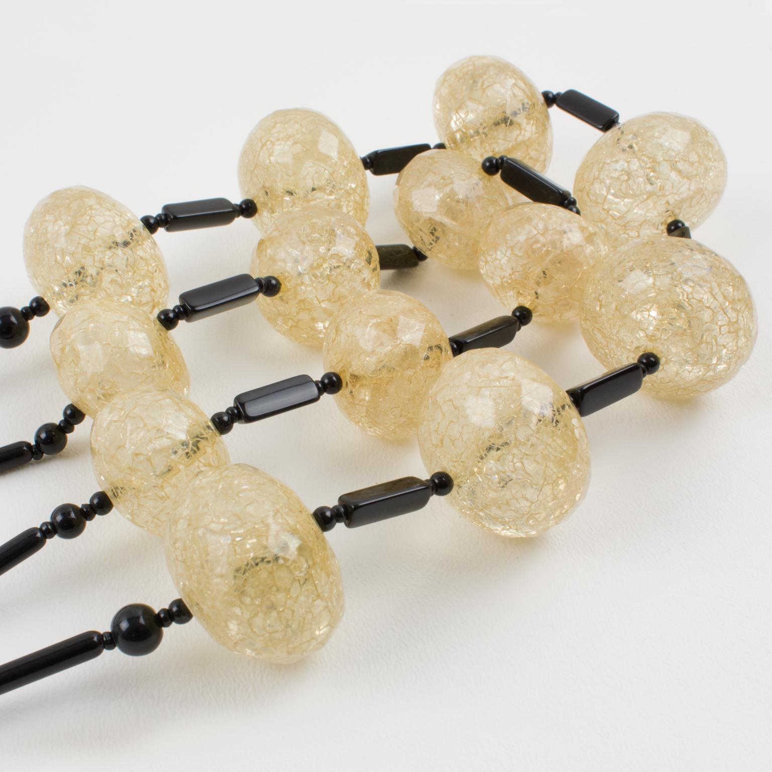 Modernist Angela Caputi Choker Necklace Champagne Fractal Resin Beads