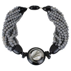 Collar de Resina Angela Caputi Gris y Negro Multi-Row