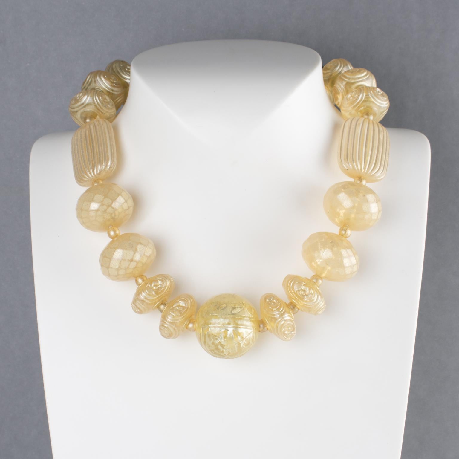 Angela Caputi Collar Gargantilla Perlado Champán Resina Cuentas Talladas Moderno en venta