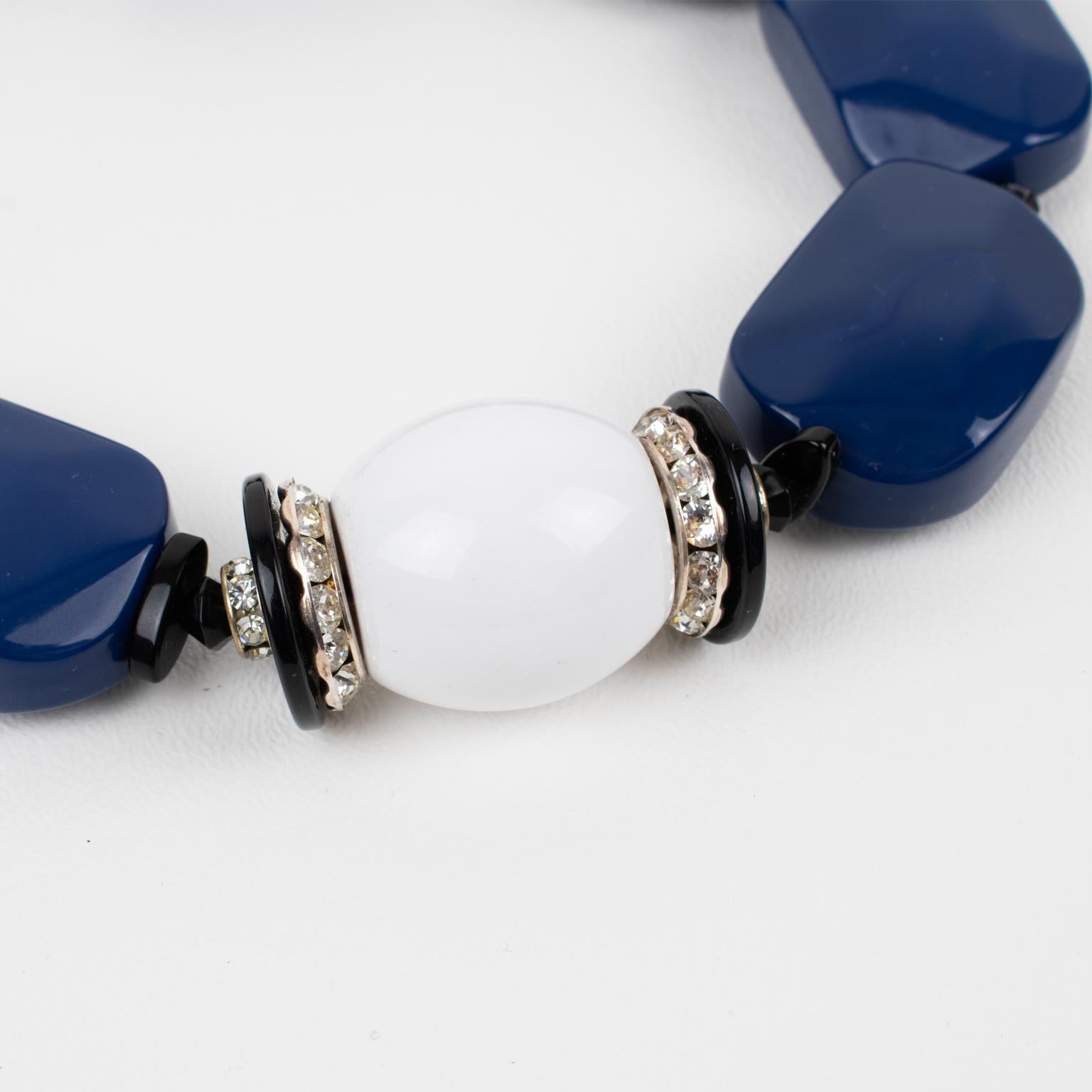 Angela Caputi Cobalt Blue and White Resin Choker Necklace For Sale 1