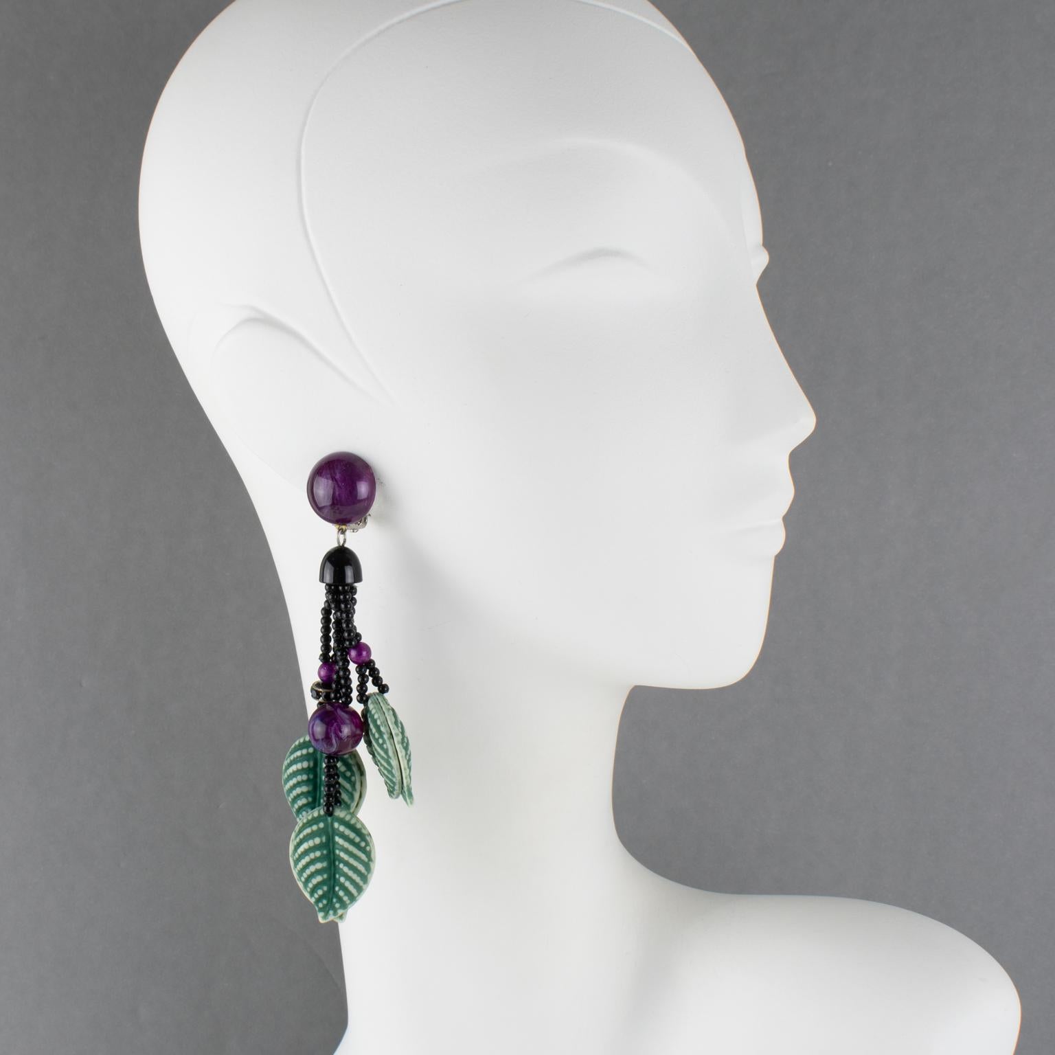Angela Caputi Orecchini a clip in resina a penzoloni Greene & Greene Design/One in vendita 2